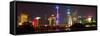 China 10MKm2 Collection - Shanghai Skyline with Oriental Pearl Tower at night-Philippe Hugonnard-Framed Stretched Canvas