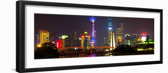 China 10MKm2 Collection - Shanghai Skyline with Oriental Pearl Tower at night-Philippe Hugonnard-Framed Premium Photographic Print