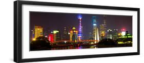 China 10MKm2 Collection - Shanghai Skyline with Oriental Pearl Tower at night-Philippe Hugonnard-Framed Premium Photographic Print