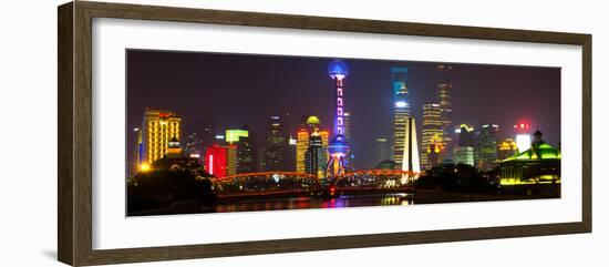 China 10MKm2 Collection - Shanghai Skyline with Oriental Pearl Tower at night-Philippe Hugonnard-Framed Photographic Print