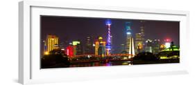 China 10MKm2 Collection - Shanghai Skyline with Oriental Pearl Tower at night-Philippe Hugonnard-Framed Photographic Print