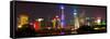 China 10MKm2 Collection - Shanghai Skyline with Oriental Pearl Tower at night-Philippe Hugonnard-Framed Stretched Canvas