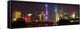 China 10MKm2 Collection - Shanghai Skyline with Oriental Pearl Tower at night-Philippe Hugonnard-Framed Stretched Canvas