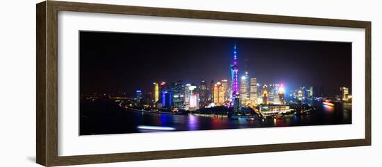 China 10MKm2 Collection - Shanghai Skyline with Oriental Pearl Tower at night-Philippe Hugonnard-Framed Photographic Print