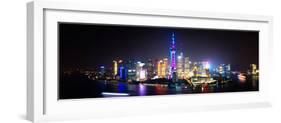 China 10MKm2 Collection - Shanghai Skyline with Oriental Pearl Tower at night-Philippe Hugonnard-Framed Photographic Print