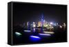 China 10MKm2 Collection - Shanghai Skyline with Oriental Pearl Tower at night-Philippe Hugonnard-Framed Stretched Canvas