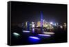 China 10MKm2 Collection - Shanghai Skyline with Oriental Pearl Tower at night-Philippe Hugonnard-Framed Stretched Canvas