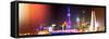 China 10MKm2 Collection - Shanghai Skyline with Oriental Pearl Tower at night-Philippe Hugonnard-Framed Stretched Canvas