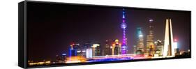 China 10MKm2 Collection - Shanghai Skyline with Oriental Pearl Tower at night-Philippe Hugonnard-Framed Stretched Canvas