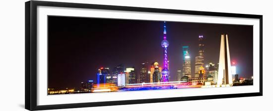 China 10MKm2 Collection - Shanghai Skyline with Oriental Pearl Tower at night-Philippe Hugonnard-Framed Premium Photographic Print