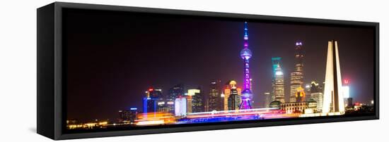 China 10MKm2 Collection - Shanghai Skyline with Oriental Pearl Tower at night-Philippe Hugonnard-Framed Stretched Canvas