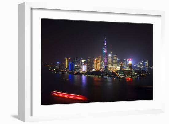 China 10MKm2 Collection - Shanghai Skyline with Oriental Pearl Tower at night-Philippe Hugonnard-Framed Photographic Print