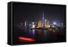 China 10MKm2 Collection - Shanghai Skyline with Oriental Pearl Tower at night-Philippe Hugonnard-Framed Stretched Canvas