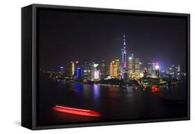 China 10MKm2 Collection - Shanghai Skyline with Oriental Pearl Tower at night-Philippe Hugonnard-Framed Stretched Canvas