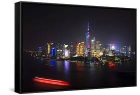 China 10MKm2 Collection - Shanghai Skyline with Oriental Pearl Tower at night-Philippe Hugonnard-Framed Stretched Canvas