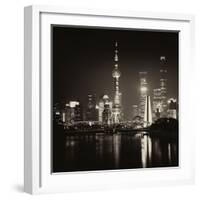 China 10MKm2 Collection - Shanghai Skyline with Oriental Pearl Tower at night-Philippe Hugonnard-Framed Photographic Print