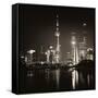 China 10MKm2 Collection - Shanghai Skyline with Oriental Pearl Tower at night-Philippe Hugonnard-Framed Stretched Canvas