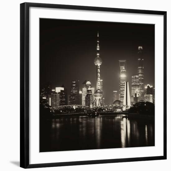 China 10MKm2 Collection - Shanghai Skyline with Oriental Pearl Tower at night-Philippe Hugonnard-Framed Photographic Print