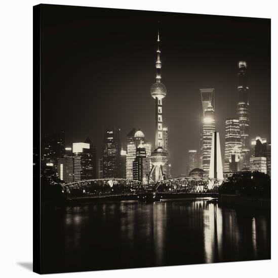 China 10MKm2 Collection - Shanghai Skyline with Oriental Pearl Tower at night-Philippe Hugonnard-Stretched Canvas