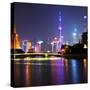 China 10MKm2 Collection - Shanghai Skyline with Oriental Pearl Tower at night-Philippe Hugonnard-Stretched Canvas