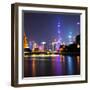 China 10MKm2 Collection - Shanghai Skyline with Oriental Pearl Tower at night-Philippe Hugonnard-Framed Photographic Print