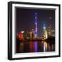 China 10MKm2 Collection - Shanghai Skyline with Oriental Pearl Tower at night-Philippe Hugonnard-Framed Photographic Print