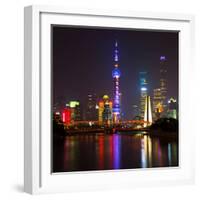 China 10MKm2 Collection - Shanghai Skyline with Oriental Pearl Tower at night-Philippe Hugonnard-Framed Photographic Print