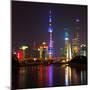 China 10MKm2 Collection - Shanghai Skyline with Oriental Pearl Tower at night-Philippe Hugonnard-Mounted Photographic Print