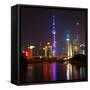 China 10MKm2 Collection - Shanghai Skyline with Oriental Pearl Tower at night-Philippe Hugonnard-Framed Stretched Canvas