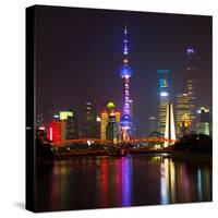 China 10MKm2 Collection - Shanghai Skyline with Oriental Pearl Tower at night-Philippe Hugonnard-Stretched Canvas