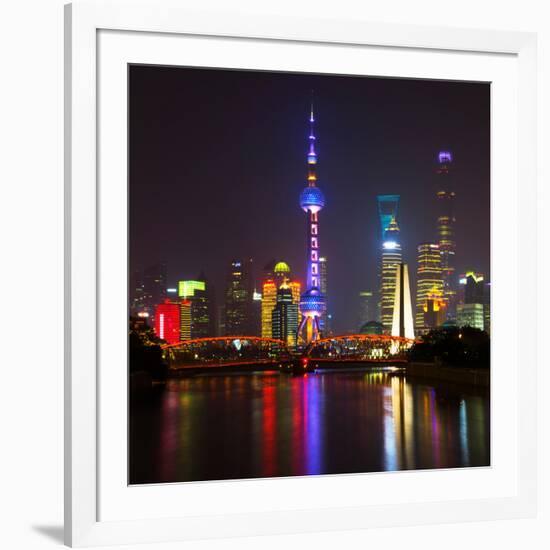 China 10MKm2 Collection - Shanghai Skyline with Oriental Pearl Tower at night-Philippe Hugonnard-Framed Photographic Print