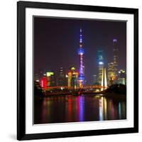 China 10MKm2 Collection - Shanghai Skyline with Oriental Pearl Tower at night-Philippe Hugonnard-Framed Photographic Print