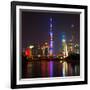 China 10MKm2 Collection - Shanghai Skyline with Oriental Pearl Tower at night-Philippe Hugonnard-Framed Photographic Print