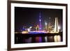 China 10MKm2 Collection - Shanghai Skyline with Oriental Pearl Tower at night-Philippe Hugonnard-Framed Photographic Print