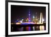 China 10MKm2 Collection - Shanghai Skyline with Oriental Pearl Tower at night-Philippe Hugonnard-Framed Photographic Print