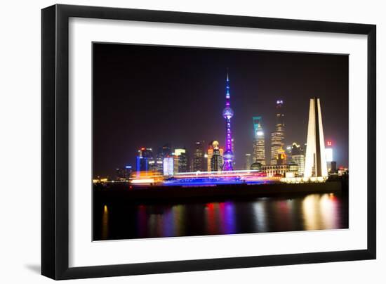 China 10MKm2 Collection - Shanghai Skyline with Oriental Pearl Tower at night-Philippe Hugonnard-Framed Photographic Print