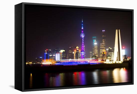 China 10MKm2 Collection - Shanghai Skyline with Oriental Pearl Tower at night-Philippe Hugonnard-Framed Stretched Canvas