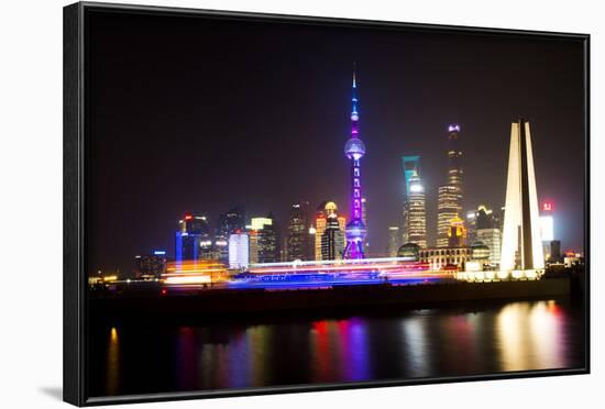 China 10MKm2 Collection - Shanghai Skyline with Oriental Pearl Tower at night-Philippe Hugonnard-Framed Photographic Print