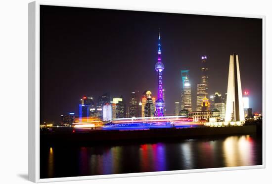 China 10MKm2 Collection - Shanghai Skyline with Oriental Pearl Tower at night-Philippe Hugonnard-Framed Photographic Print