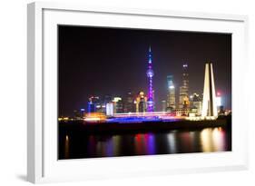 China 10MKm2 Collection - Shanghai Skyline with Oriental Pearl Tower at night-Philippe Hugonnard-Framed Photographic Print