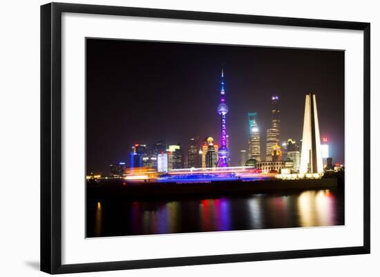 China 10MKm2 Collection - Shanghai Skyline with Oriental Pearl Tower at night-Philippe Hugonnard-Framed Photographic Print