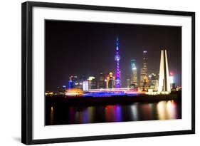 China 10MKm2 Collection - Shanghai Skyline with Oriental Pearl Tower at night-Philippe Hugonnard-Framed Photographic Print