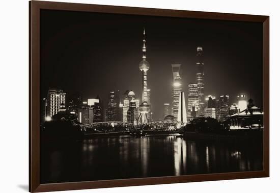 China 10MKm2 Collection - Shanghai Skyline with Oriental Pearl Tower at night-Philippe Hugonnard-Framed Photographic Print