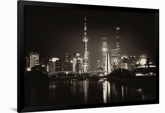 China 10MKm2 Collection - Shanghai Skyline with Oriental Pearl Tower at night-Philippe Hugonnard-Framed Photographic Print