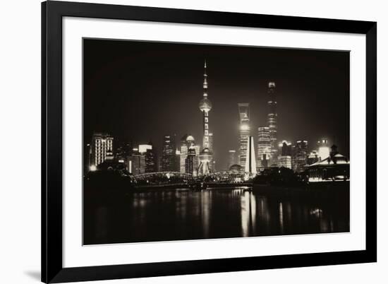 China 10MKm2 Collection - Shanghai Skyline with Oriental Pearl Tower at night-Philippe Hugonnard-Framed Photographic Print