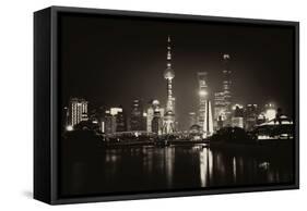 China 10MKm2 Collection - Shanghai Skyline with Oriental Pearl Tower at night-Philippe Hugonnard-Framed Stretched Canvas