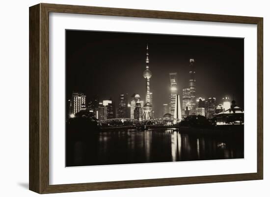 China 10MKm2 Collection - Shanghai Skyline with Oriental Pearl Tower at night-Philippe Hugonnard-Framed Photographic Print