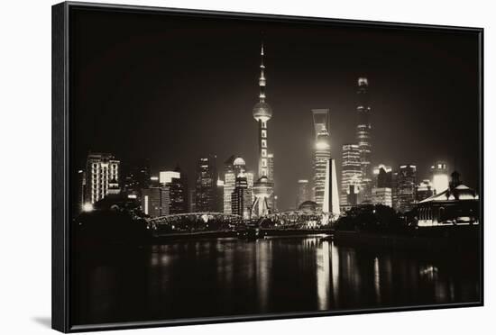 China 10MKm2 Collection - Shanghai Skyline with Oriental Pearl Tower at night-Philippe Hugonnard-Framed Photographic Print