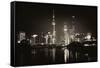 China 10MKm2 Collection - Shanghai Skyline with Oriental Pearl Tower at night-Philippe Hugonnard-Framed Stretched Canvas