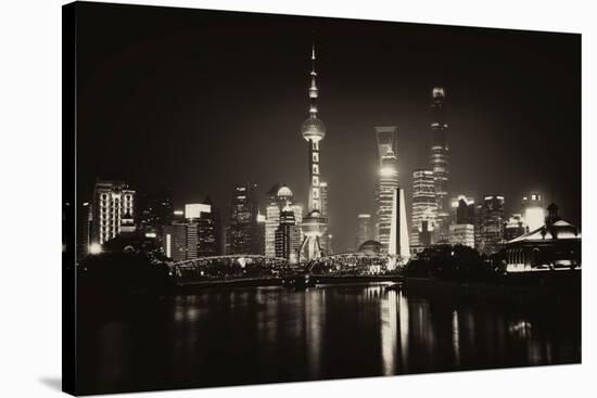 China 10MKm2 Collection - Shanghai Skyline with Oriental Pearl Tower at night-Philippe Hugonnard-Stretched Canvas